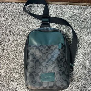 Coach Signature Crossbody Coach Backpack Bag Black Teal